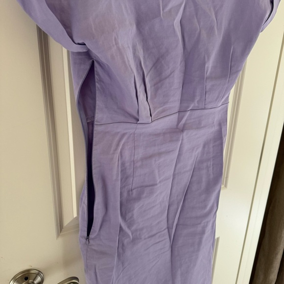 Pinko Lavender Purple Short Sleeve Asymmetric Button Front Dress | M - Picture 9 of 11